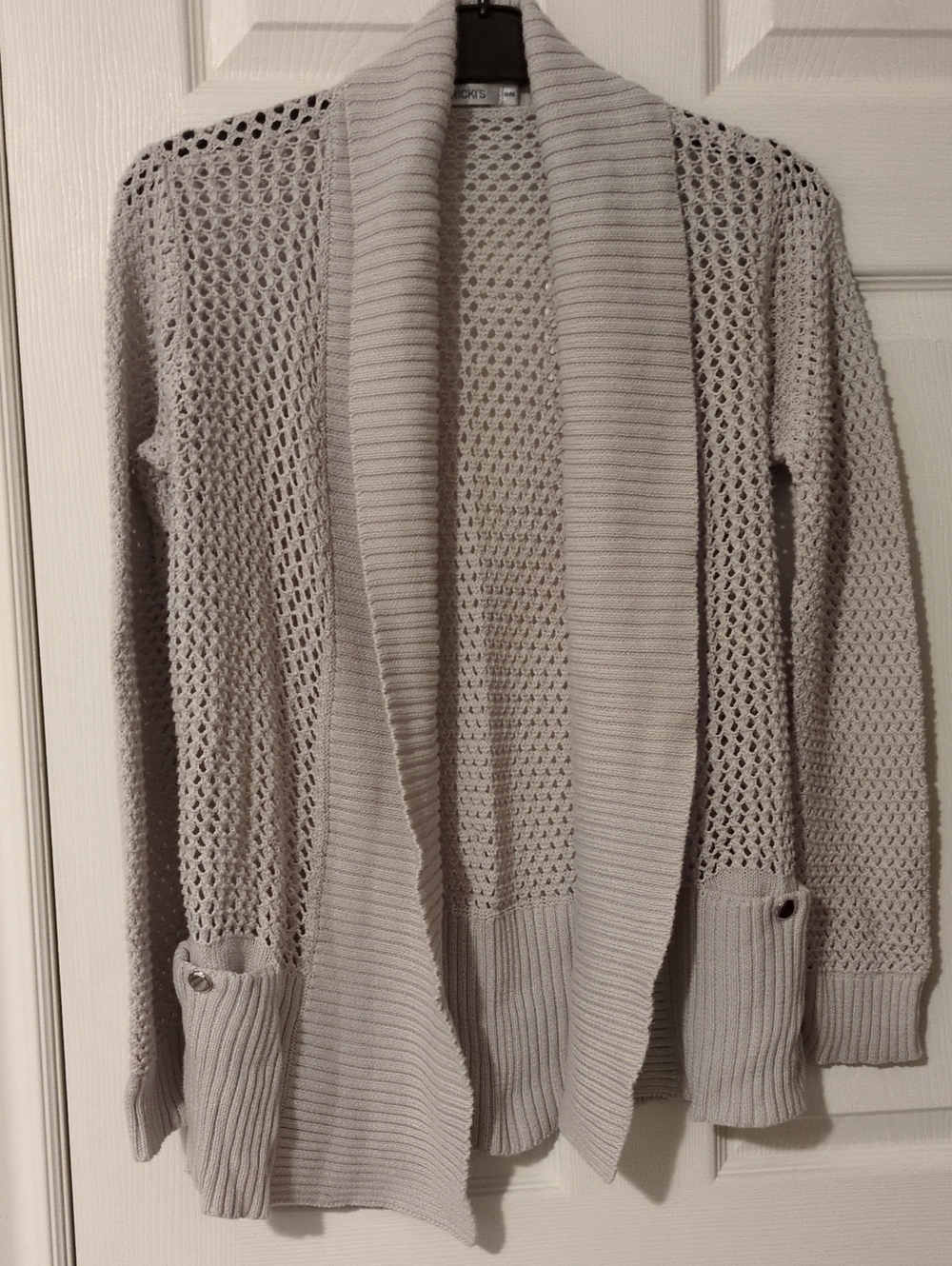 Ricki's Light Gray Open-Knit Shawl Collar Cardigan